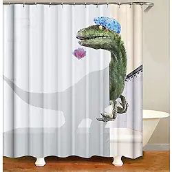 Bathroom Shower Curtains Contemporary Polyester Waterproof Dinosaur Pattern Bathtub Curtain with Hooks 1pc Lightinthebox