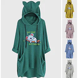 Inspired by Animal Cat Ear Sloth Hoodie Sweatshirt Oversized Hoodie Animal Graphic Hoodie For Women's Girls' Adults' Hot Stamping Spandex Homecoming Vacation Lightinthebox