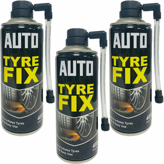 (Pack of 3 Cans) 400ML EMERGENCY AUTO TYRE FIX CAR PUNCTURE REPAIR SEALANT INFLATOR CAN SPRAY