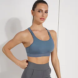 Women's High Support Sports Bra Running Bra Cross Back Back Clasp Bra Top Padded Fitness Gym Workout Running High Impact Quick Dry Shockproof Spandex Violet Black White Solid Colored Lightinthebox