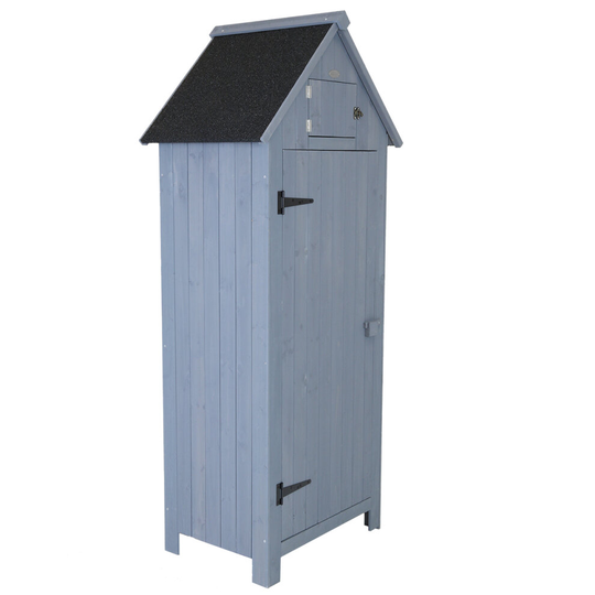 Charles Bentley FSC Slim Tall Garden Storage Shed Grey H179 x L77 x W54cm Grey Wooden Patio Store Shed Sentry Box