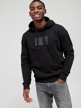 Calvin Klein Textured Logo Box Comfort Overhead Hoodie - Black