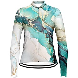 21Grams Women's Cycling Jersey Long Sleeve Bike Top with 3 Rear Pockets Mountain Bike MTB Road Bike Cycling Breathable Quick Dry Moisture Wicking Reflective Strips Green Graphic Polyester Spandex Lightinthebox