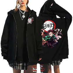 Inspired by Demon Slayer: Kimetsu no Yaiba Kamado Nezuko Kamado Tanjiro Cartoon Manga Outerwear Anime Harajuku Graphic Kawaii Outerwear For Men's Women's Unisex Adults' Hot Stamping 100% Polyester Lightinthebox