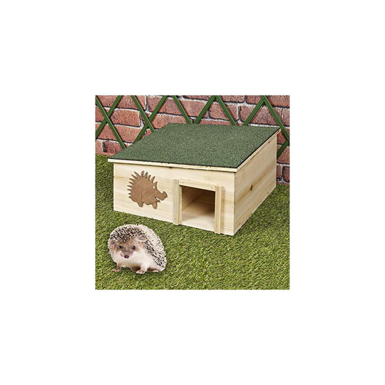 URBNLIVING Large Wooden Hedgehog House - Rainproof Hibernation Nesting Shelter Box - Outdoor Garden Habitat - Detachable Bitumen Roof and 2 Rooms