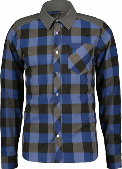 Scott Trail Flow Check L/SL Men's Shirt Storm Blue/Dark Grey M