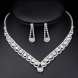 Bridal Jewelry Sets Two-piece Suit Rhinestone Alloy 1 Necklace Earrings Women's Personalized Stylish Artistic Vintage Style Precious Geometric Jewelry Set For Party Wedding Engagement Lightinthebox