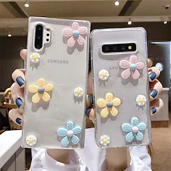 Phone Case For Samsung Galaxy Back Cover S22 Ultra Plus S21 FE S20 A72 A52 Note 20 Ultra S10 S10 Plus Note 10 Note 10 Plus A71 A21s Full Body Protective Glitter Shine Anti-Scratch Glitter Shine Flower Lightinthebox