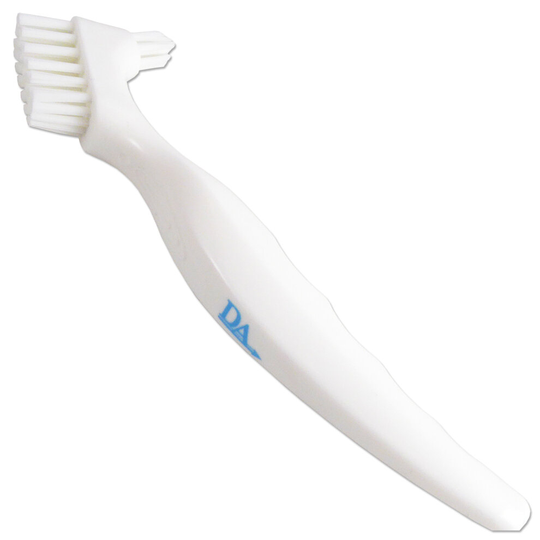 (White) 1 x Denture Brush~Easy Grip Handle, Firm Double Sided Toothbrush