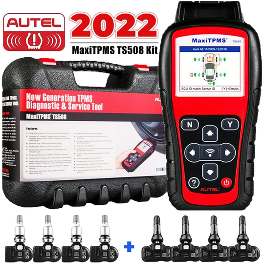 Autel MaxiTPMS TS508K TPMS Relearn Tool Activate/Relearn/Program MX-Sensors with 8 Metal MX-Sensors