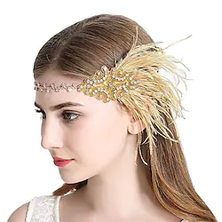 The Great Gatsby Charleston Vintage Roaring 20s 1920s The Great Gatsby Headpiece Flapper Headband Women's Tassel Fringe Costume Head Jewelry Vintage Cosplay Party Prom Headwear Lightinthebox