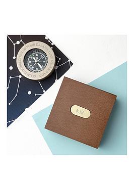Treat Republic Bespoke Traveller'S Brass Compass In Monogrammed Box