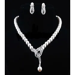 Bridal Jewelry Sets 1 set Imitation Pearl Rhinestone 1 Necklace Earrings Women's Elegant Fashion Korean Jewelry Set For Party Wedding Gift / Engagement Lightinthebox