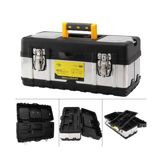 Heavy Duty 17 Inch Stainless Steel Tool Box Chest Storage Case Tray