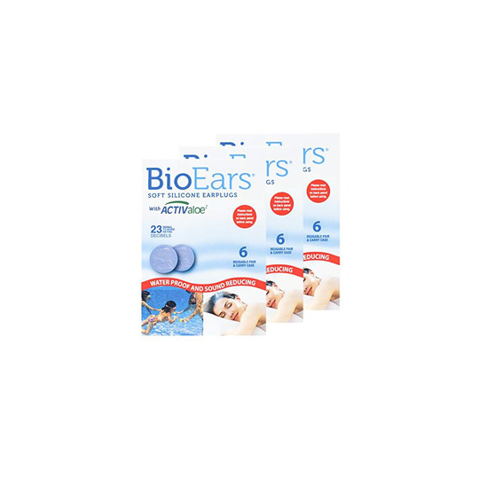 BioEars Soft Silicone Earplugs with ACTIValoe. Premium silicone. Protection from Water and Noise. (18 Pairs)