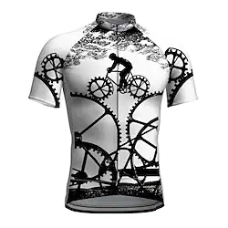 21Grams Men's Cycling Jersey Short Sleeve Bike Top with 3 Rear Pockets Mountain Bike MTB Road Bike Cycling Breathable Quick Dry Moisture Wicking Reflective Strips White Gear Polyester Spandex Sports Lightinthebox