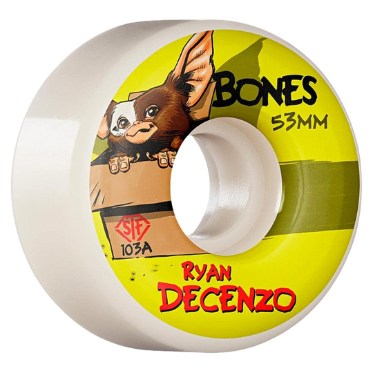 Bones Decenzo Gizzmo 53mm V2 Locks STF Skateboard Wheels - White