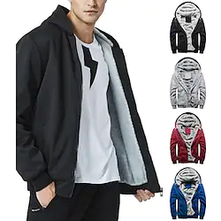 Men's Hoodie Sweatshirt Full Zip Long Sleeve Top Athletic Athleisure Winter Fleece Thermal Warm Breathable Moisture Wicking Fitness Running Jogging Sportswear Activewear Solid Colored Blue Red Gray Lightinthebox