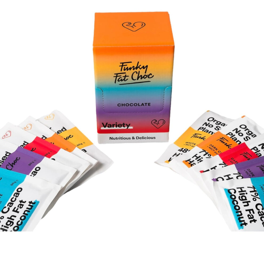 Funky Fat Choc Variety Keto Chocolate Bars 10x50g Box