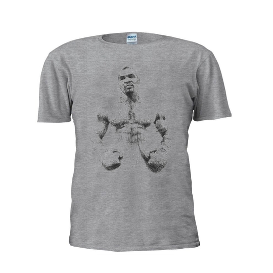 (Large, Grey) Mike Tyson Boxing T Shirt Gym Training Muscle Running MMA Trendy Tee Unisex Men T Shirt
