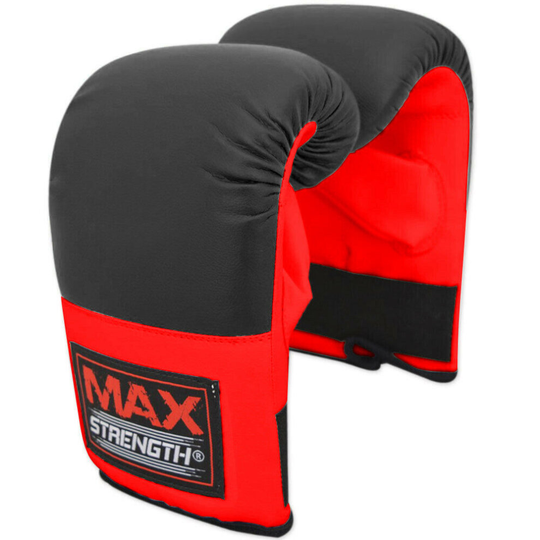 (Black/Red, S/M) Bag Mitts Pro Gloves Boxing MMA UFC Muay Thai Training Grappling Heavy Punch