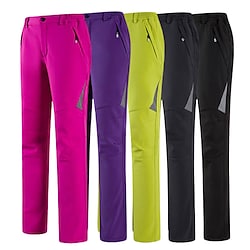 Women's Waterproof Hiking Pants Fleece Lined Pants Softshell Pants Winter Outdoor Thermal Warm Waterproof Windproof Fleece Lining Pants / Trousers Bottoms Black Purple Fleece Hunting Ski / Snowboard Lightinthebox