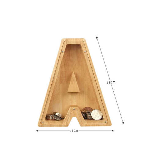 (A) Wooden Letter Piggy Bank English Alphabet Coin Money Storage Boxes Xmas Gifts Birthday Gifts