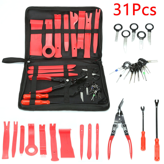 31Pcs Removal Install Tool Trim Panel Molding Pry Interior Clip Set