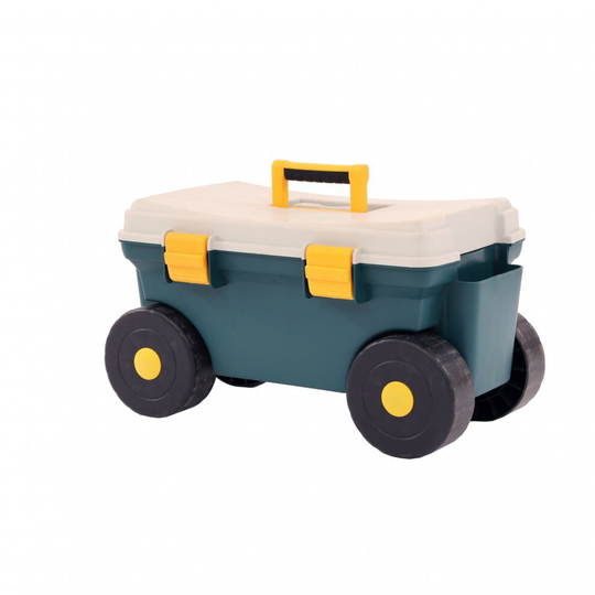 Oypla Outdoor Garden Rolling Tool Cart Storage Trolley Seat Box