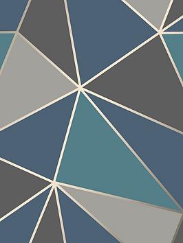 Fine Décor Fine Decor Apex Geo Aqua & Navy Wallpaper