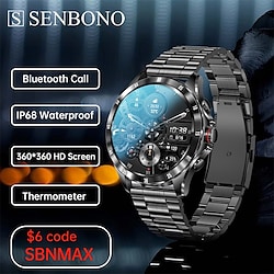 SENBONO MAX7 Smart Watch 1.32 inch Smartwatch Fitness Running Watch Bluetooth Temperature Monitoring Pedometer Call Reminder Compatible with Android iOS Women Men Waterproof Message Reminder Step Lightinthebox