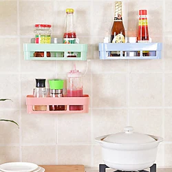 Punch-free Seamless Shelf Square Bathroom Kitchen Storage Rack Plastic Wall-mounted Drain Basket Lightinthebox