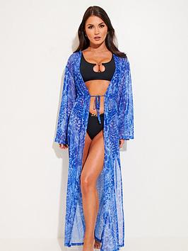 Pour Moi Mesh Maxi Kimono - Multi, Multi, Size 8, Women