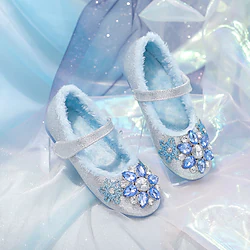 Frozen Cinderella Princess Elsa Mary Jane Shoes Girls' Movie Cosplay Sequins Halloween Blue Shoes Halloween Carnival Masquerade Polyester Plastics Lightinthebox