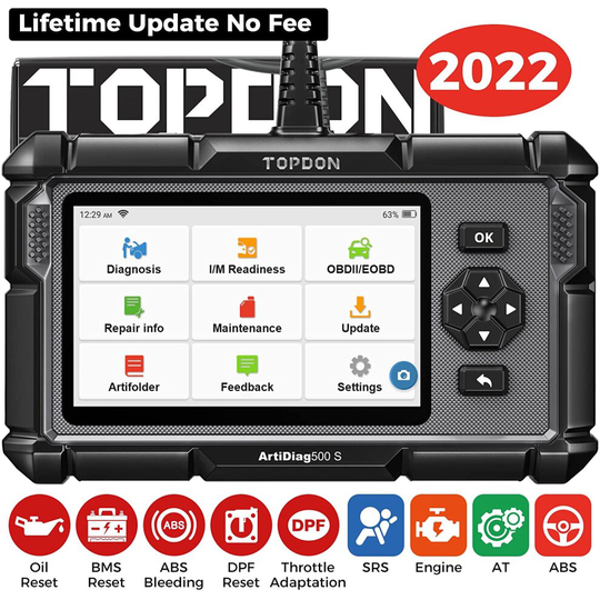 OBD2 Scanner TOPDON ArtiDiag500S Car Diagnostic Scan Tool, Engine ABS SRS Transmission Diagnostics Tool with 5 Resets Services