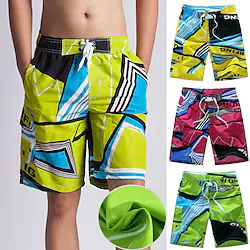 Men's Swim Shorts Swim Trunks Board Shorts Drawstring Elastic Waist Graphic Prints Comfort Breathable Short Casual Daily Beach Fashion Streetwear Green Yellow Micro-elastic Lightinthebox