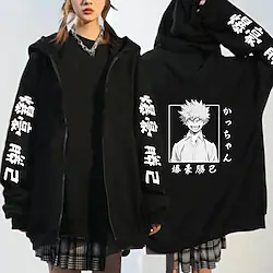Inspired by My Hero Academia Bakugou Katsuki Cartoon Manga Back To School Anime Harajuku Graphic Kawaii Hoodie For Men's Women's Couple's Adults' Hot Stamping 100% Polyester Lightinthebox