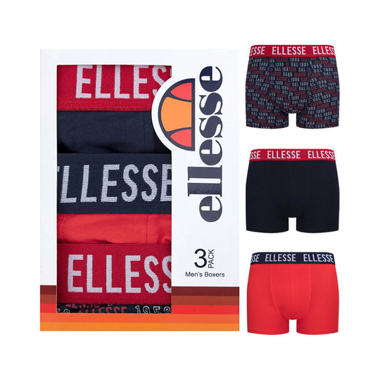 (XL) Ellesse Mens Boxer Trunks Short 3 Pack Stretch Cotton