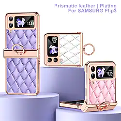 Phone Case For Samsung Galaxy Flip Z Flip 3 Plating Flip Full Body Protective Solid Colored PC PU Leather Lightinthebox
