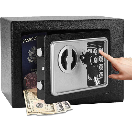 (4.6L Personal Household Safe Box with 2 Keys Black) Digital Steel Safety Box Electronic Coffer Deposit Box