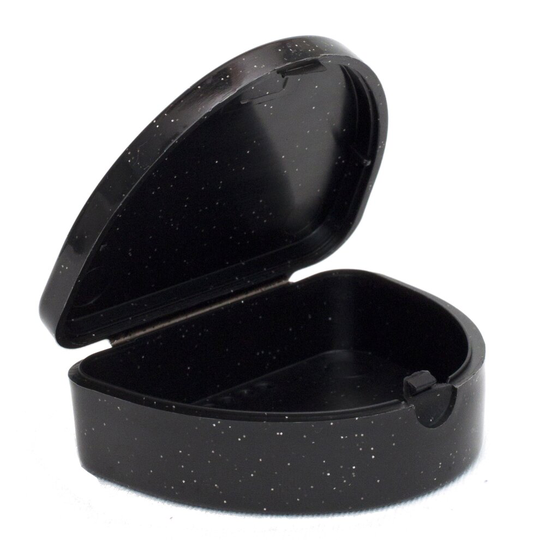 (Glitter Black) Slim Gumshield Case ~ Glitter Mouthguard Box, Orthodontic Brace Retainer