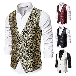 Prince Retro Vintage Rococo Victorian Masquerade Vest Waistcoat Men's Jacquard Costume Vintage Cosplay Party / Evening Sleeveless Vest Masquerade Lightinthebox