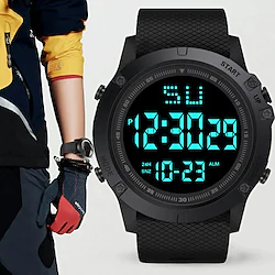 Men Sport Watch Multifunction Military Sports Watch Waterproof Luminous LED Digital Watch Big Dial Rubber Strap Electronic Watch For Outdoor Student Kids Lightinthebox