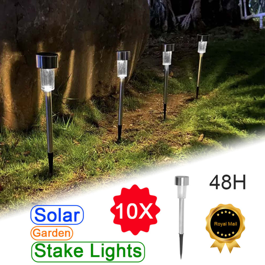 10X Stainless Steel Solar Light, Garden Sentry Box With Power LED