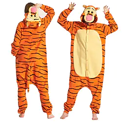 Adults' Cosplay Costume Party Costume Costume Cartoon Tiger Animal Animal Onesie Pajamas Polar Fleece Cosplay For Boys Girls' Couple's Christmas Animal Sleepwear Cartoon Festival / Holiday Costumes Lightinthebox