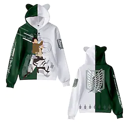 Inspired by Attack on Titan levi ackerman Hoodie Cartoon Manga Anime Cat Ear Harajuku Graphic Hoodie For Boys Girls' Kid's 3D Print Polyster Lightinthebox
