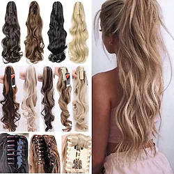 Angelaicos Women Long Wavy Black Brown Blonde Natural Hairpiece Claw Clip on Hair Extension Ponytail Lightinthebox