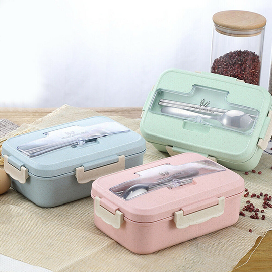 (Pink) 3 Compartments Lunchboxes Food Bento Boxes
