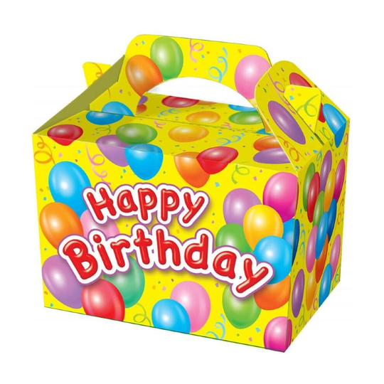 MustBeBonkers 24 x HAPPY BIRTHDAY PARTY MEAL BOX - Childrens Kids Carry Food Birthday Party Loot Bag Box - Happy Birthday Balloon Design