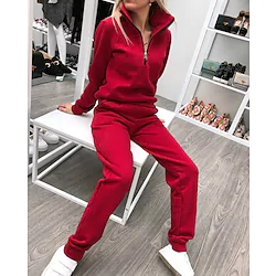 Women's Tracksuit Sweatsuit 2 Piece Pocket Hooded Pullover Solid Colored Sport Athleisure Outfit Set Clothing Suit Long Sleeve Breathable Moisture Wicking Soft Fitness Gym Workout Running Jogging Lightinthebox